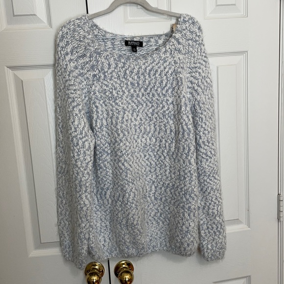 Soft & Eye Lash Sky Blue & White Sweater by Buffalo/ Size XXL - Picture 5 of 10